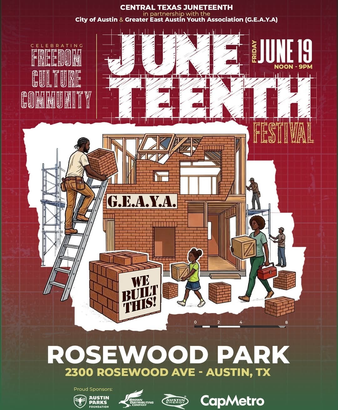 Central Texas Juneteenth Festival — Friday June 19, Noon–9 p.m., Rosewood Park, 2300 Rosewood Ave, Austin TX